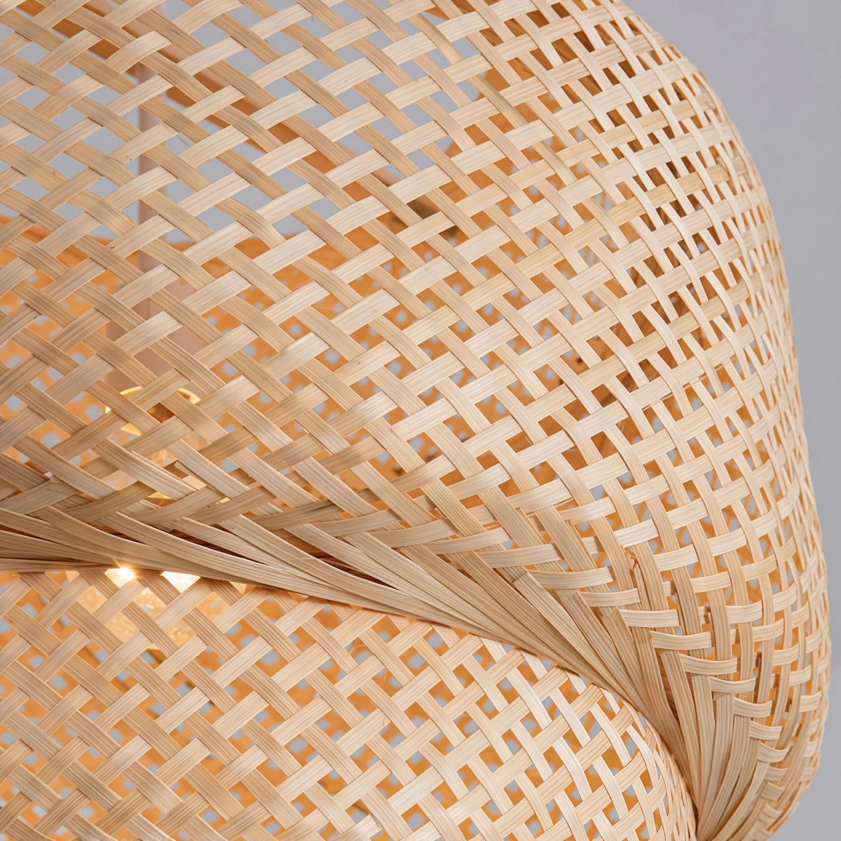 Bamburo Modern Pendant Lamp -- Hand-Knitted Bamboo & Brass