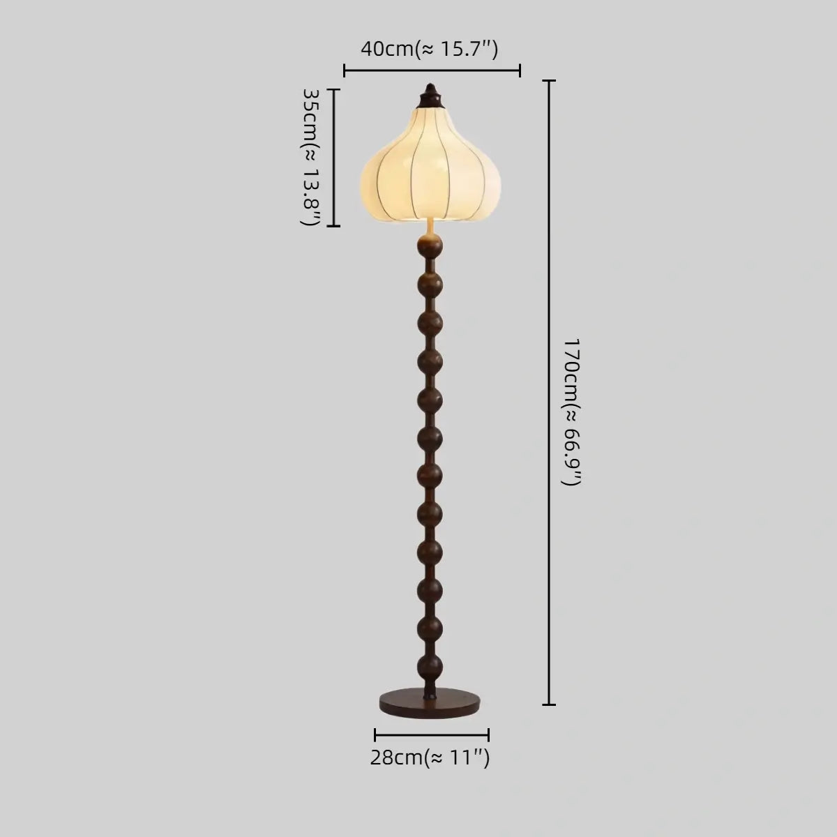 Size Sandora Mid-Century Floor Lamp -- Wood & Fabric for Living Room
