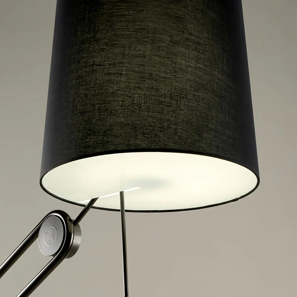 Irondale Minimalist Table Lamp -- Metal & Fabric Black Detail