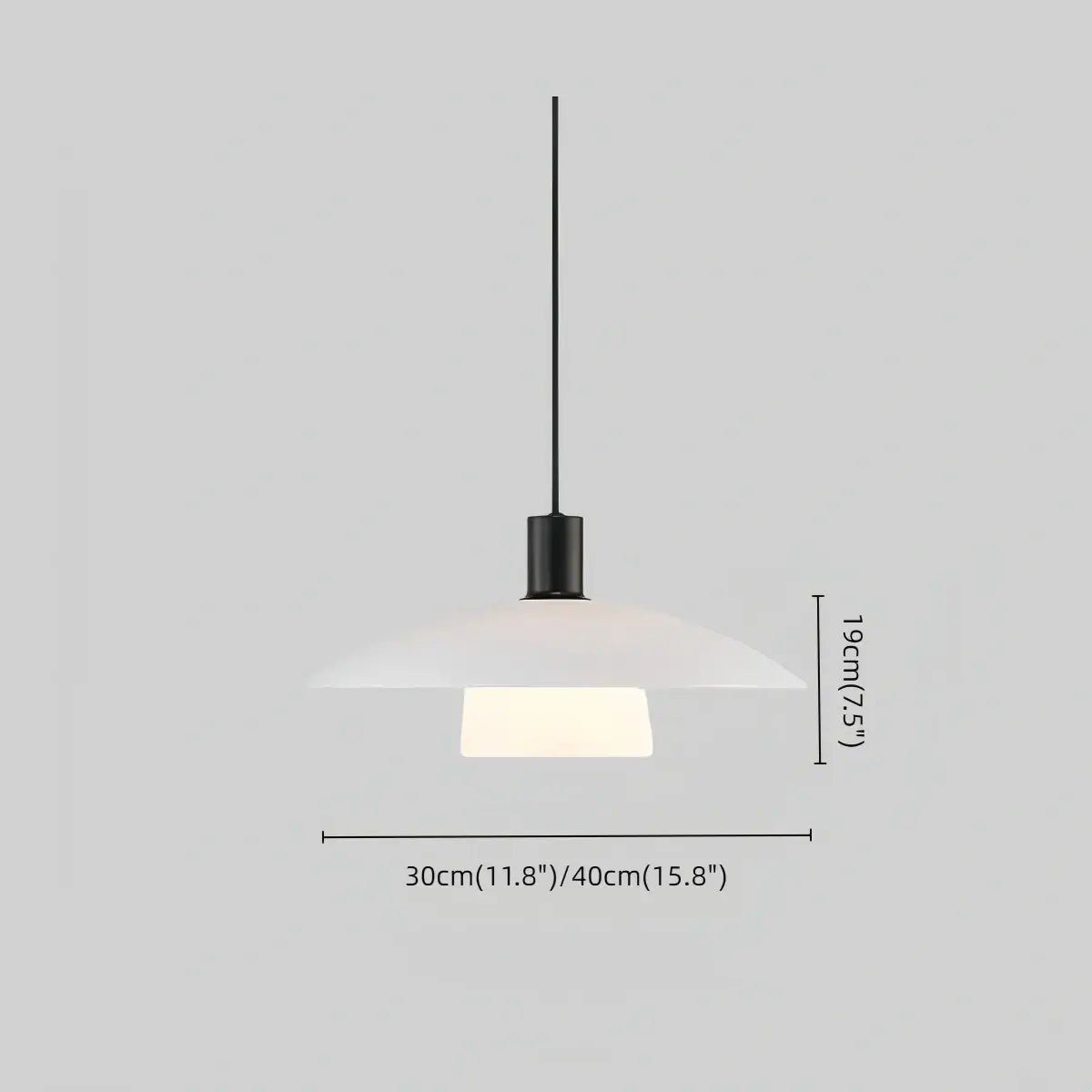 Vetro Minimalist Glass Pendant Lamp -- Black/White Metal for Dining Room Size