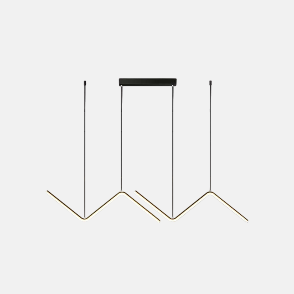 Minimalist Pendant Light - Wavy Linear Metal Lamp for Dining Room