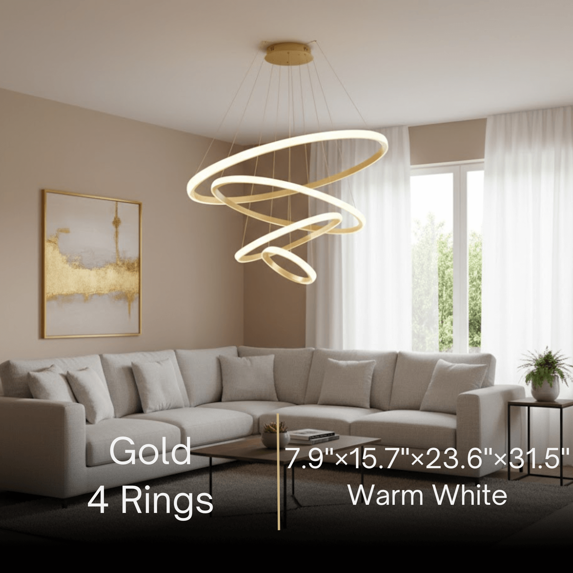 Velora Modern Metal Ring Pendant Light – Fixture for Living