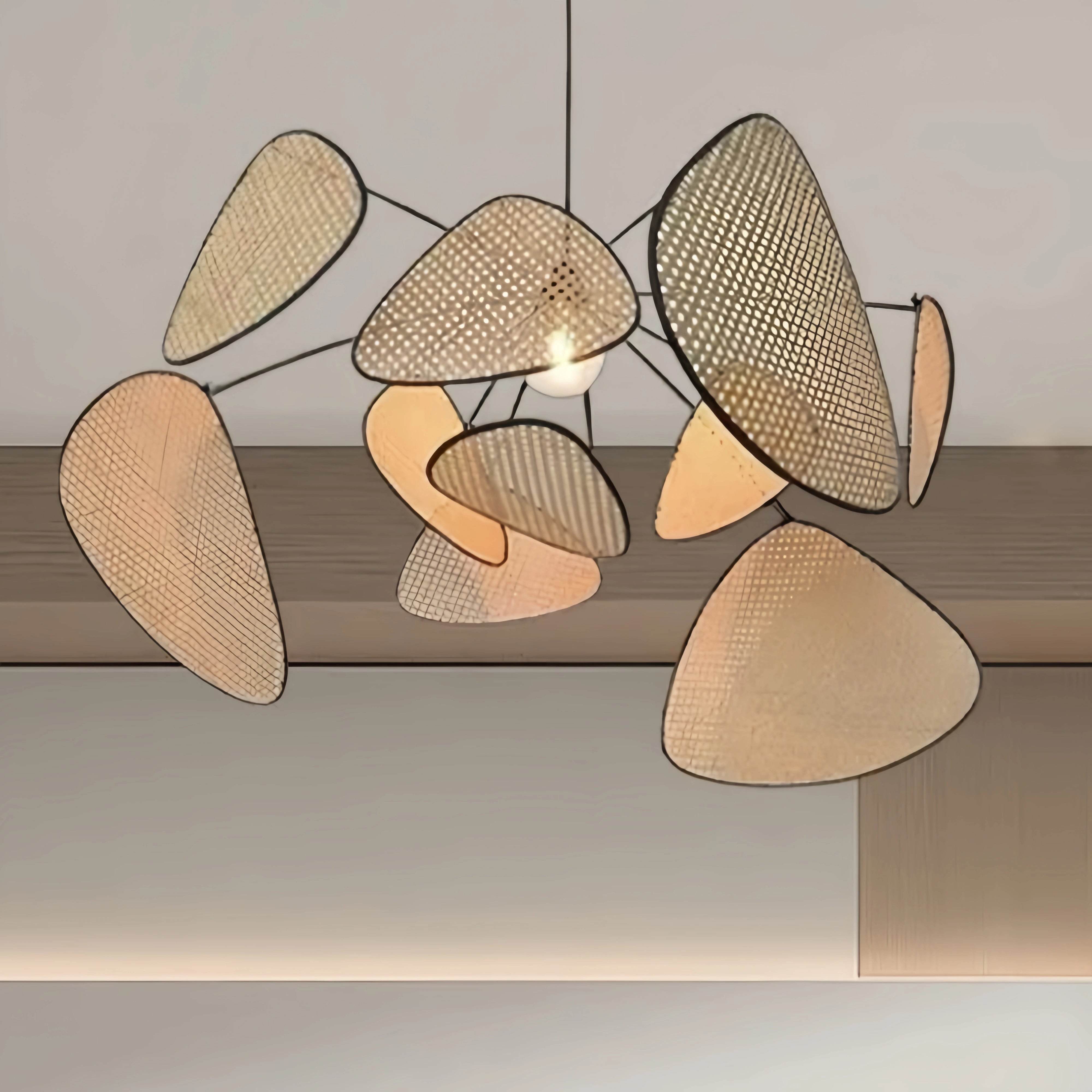 Zenno Art Deco Designer Rattan Chandelier