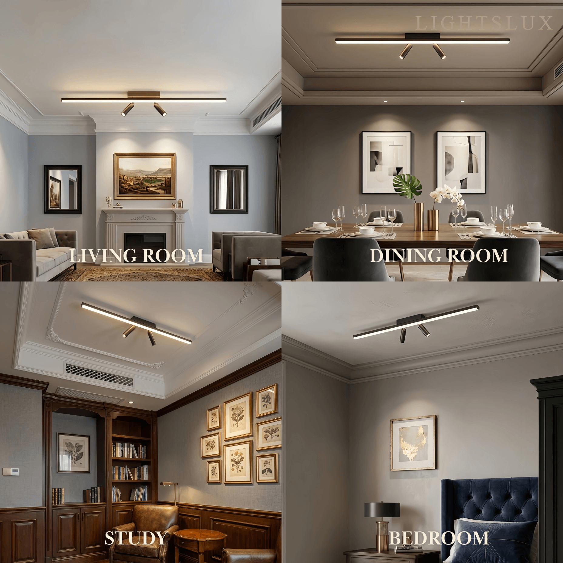 Arcato Minimalistische lineare Deckenleuchte – Schwarze Metallleuchte für Wohn-/Schlafzimmer