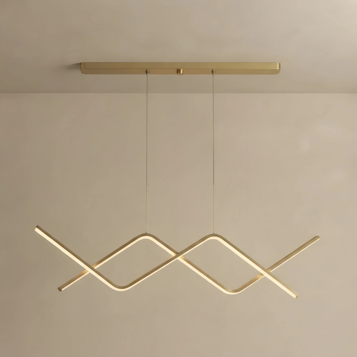 Metal Pendant Light - Black/Gold Double Curve for Dining Room
