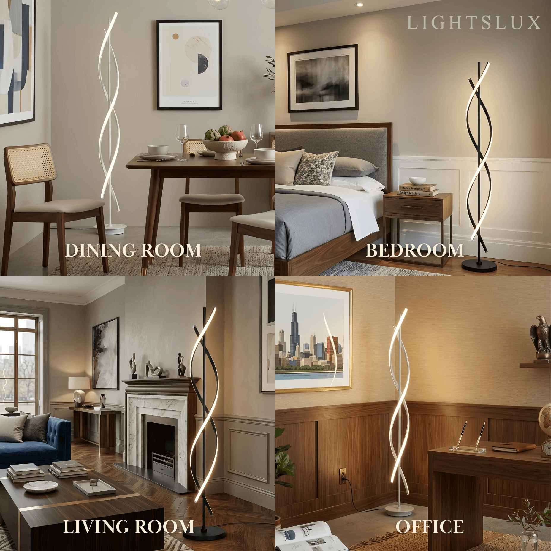Arcato Modern Black & White Floor Lamp