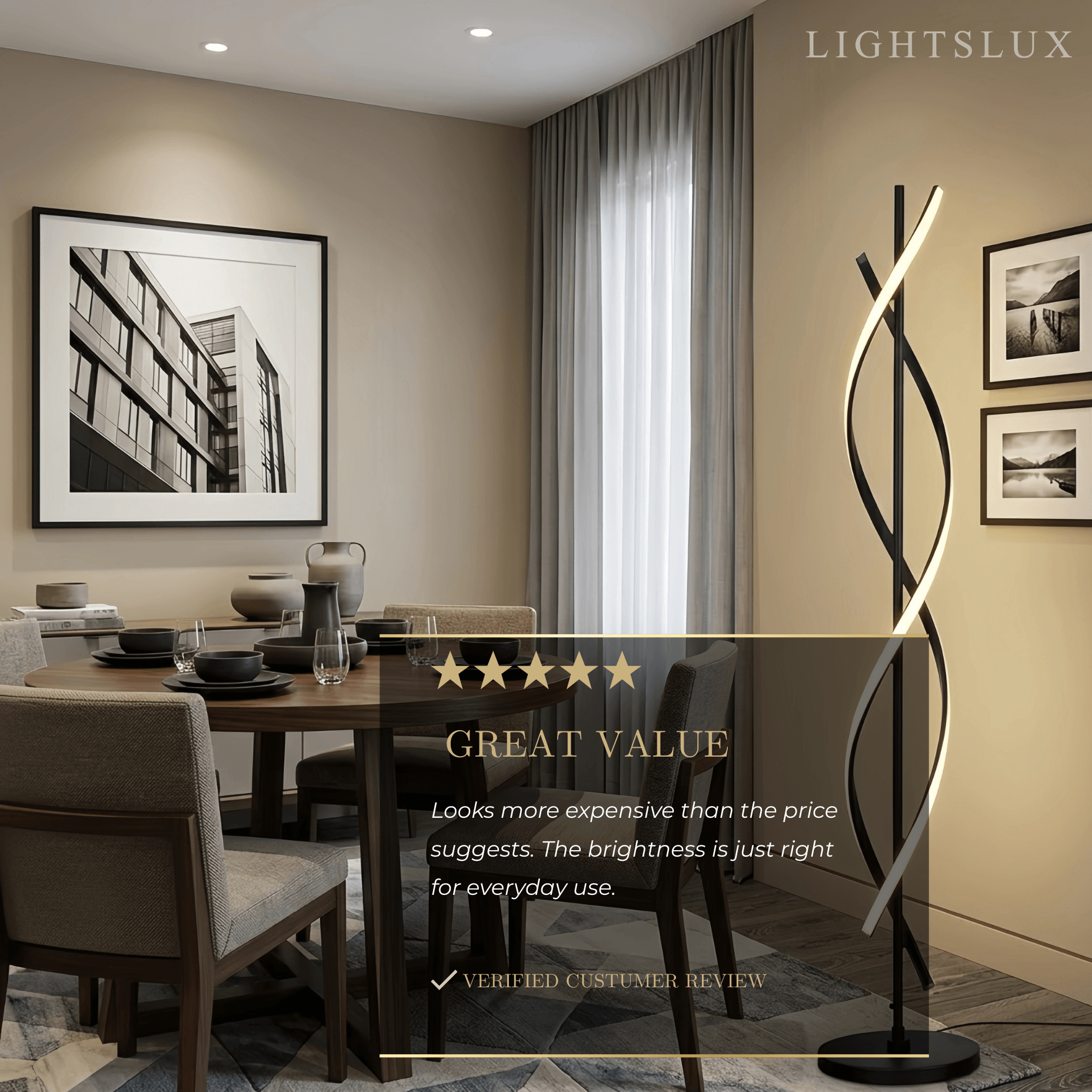 Arcato Modern Black & White Floor Lamp