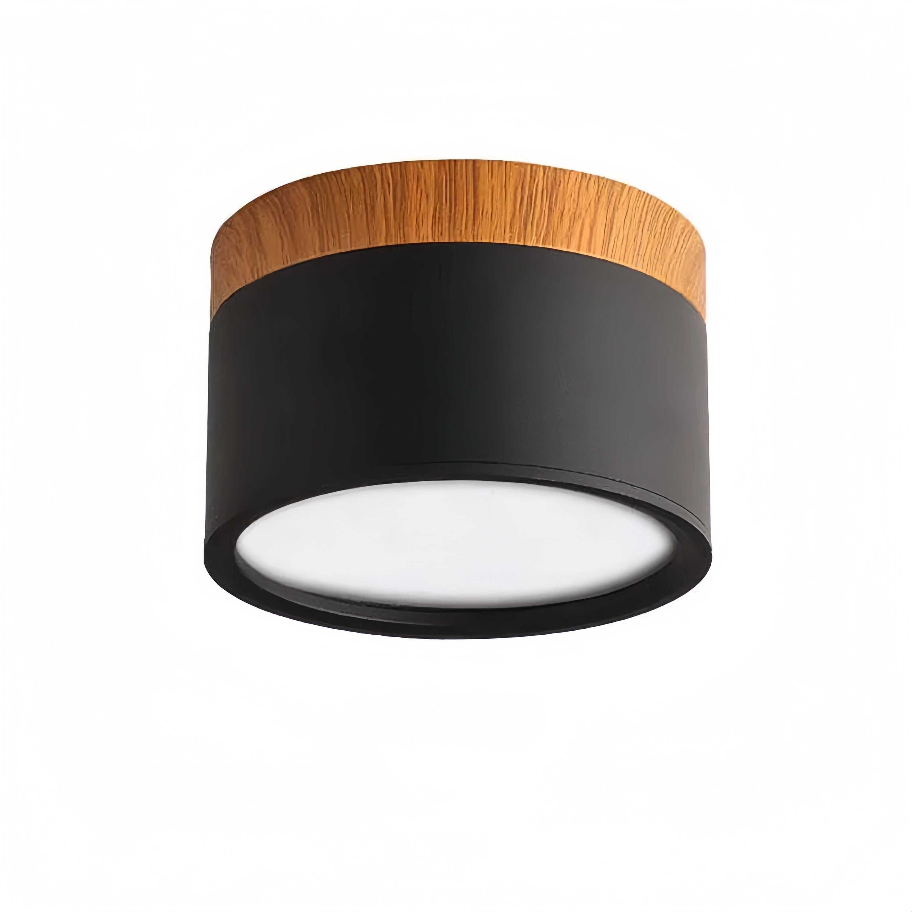 Morandia Nordic LED-Deckenleuchte Zylinder – Metall/Holz für Flur