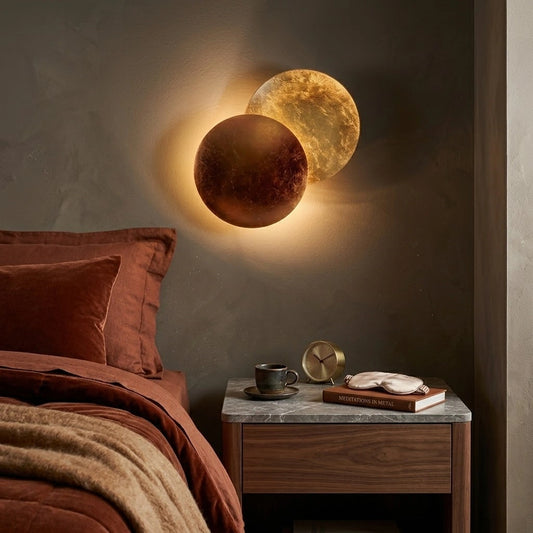 Lunara Nordic Moon LED-Wandleuchte – Metall Gold/Rotkupfer für Schlafzimmer