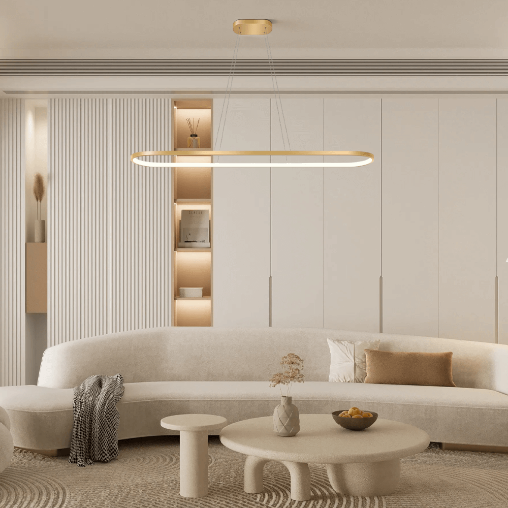 Modern Gold Oval Pendant Light for Living Room