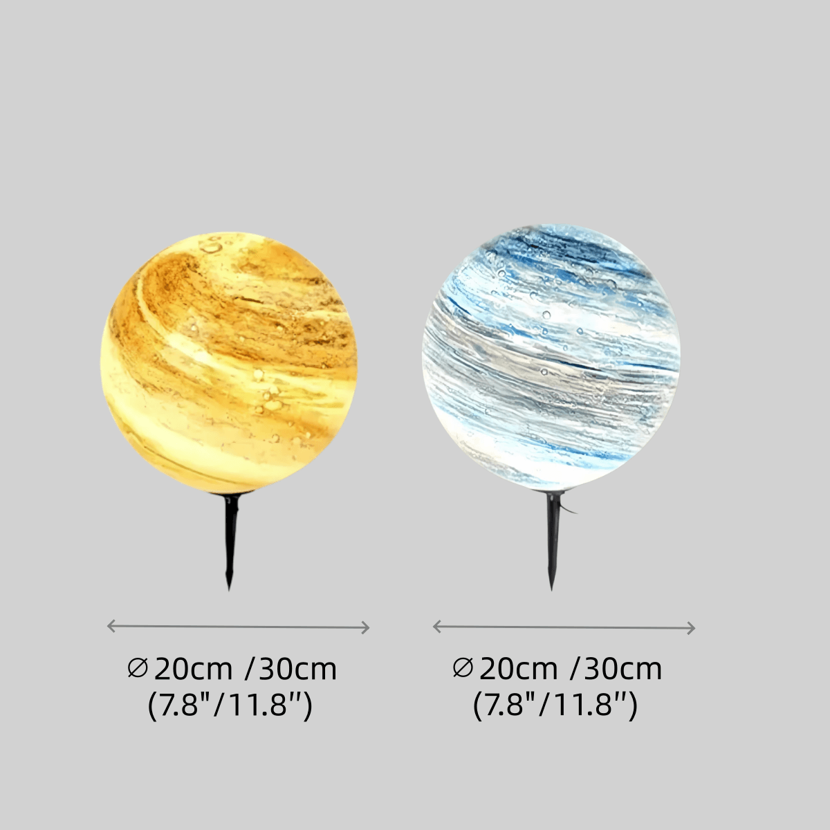 Lunara Nordische Planeten-Solar-Gartenleuchte Metall in Blau & Gelb für den Garten