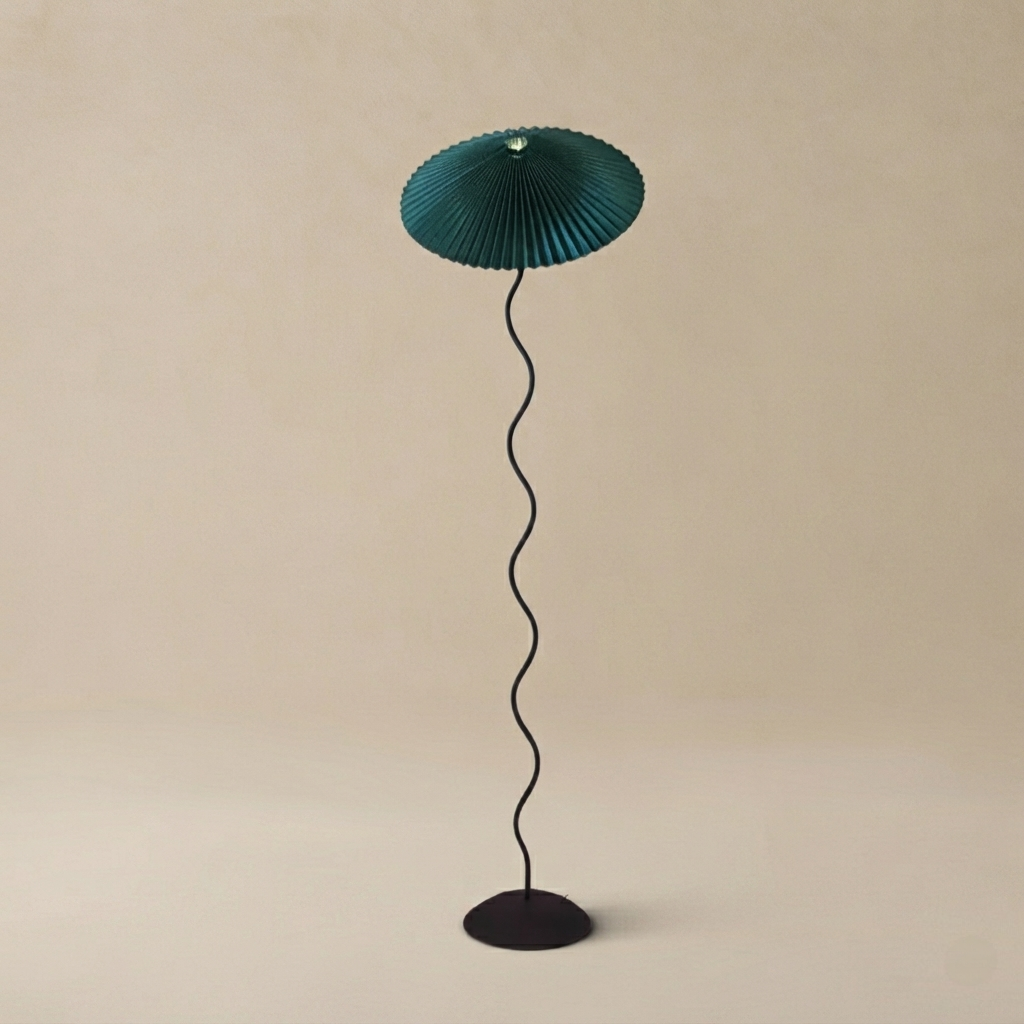 Moderne Stehlampe Zenno – Orange/Rot/Weiß, Metall & Stoff fürs Schlafzimmer