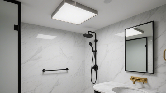 Light Luxury Ceiling Lights: Modern & Elegant Lighting for Every Room in a stylish bathroom setting with marble tiles.