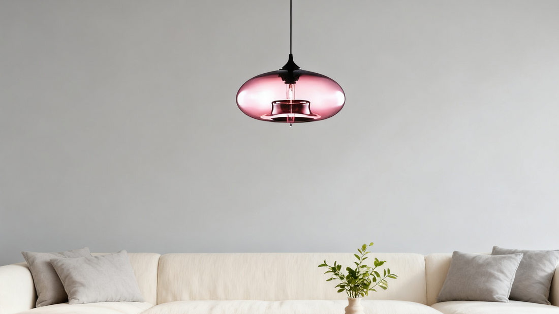 The Ultimate Guide to Glass Chandeliers: Modern, Bubble & Industrial Pendant Lights with a pink pendant lamp.