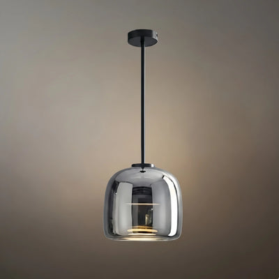 Vetro Moderne mundgeblasene Pendelleuchte – Rauchglas- und Metallakzent für Kücheninsel