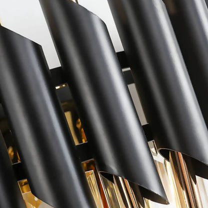 Excelis Luxus Obsidian Kristall Wandleuchte – Schwarzer Edelstahl mit klaren Kristallen