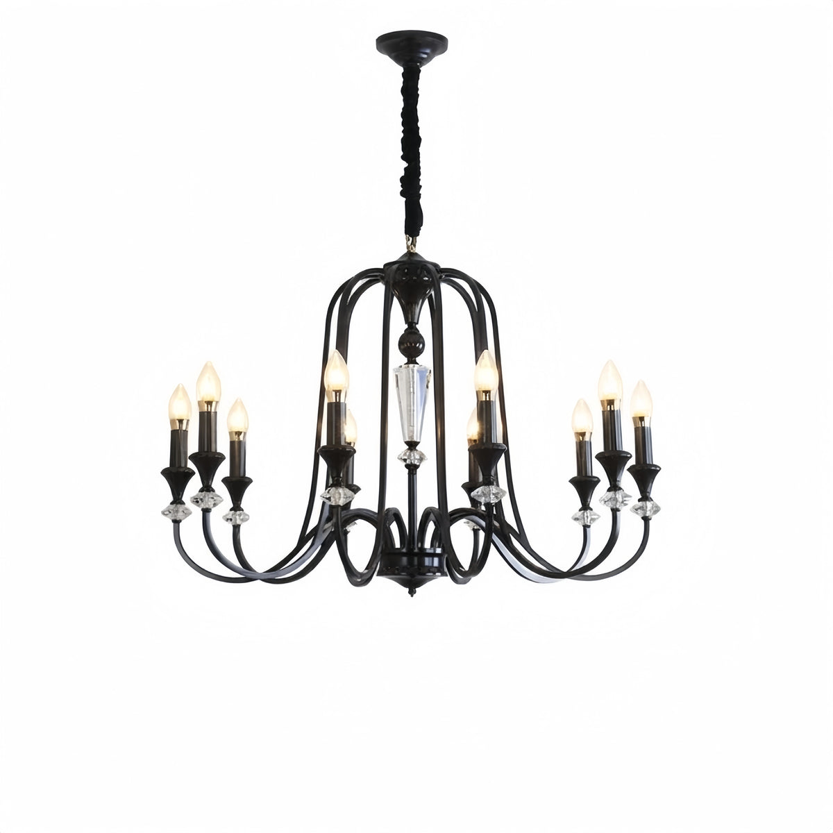 Irondale Vintage Copper Crystal Chandelier, Multi-Light Branch Ceiling Lamp for Dining Room
