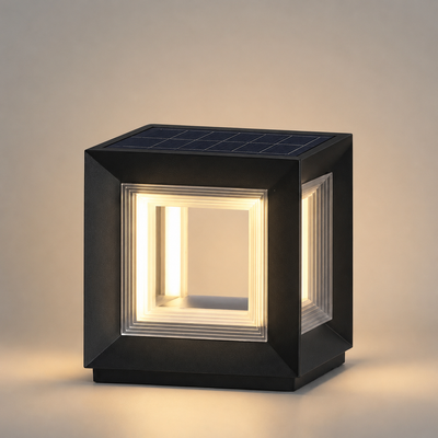 Arcato Moderne LED-Außensäulenleuchten – Schwarzes Metallwürfel-Design