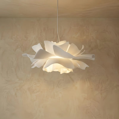 Moderne, blütenförmige Pendelleuchte Crema – Weißes Metall/Acryl für das Esszimmer