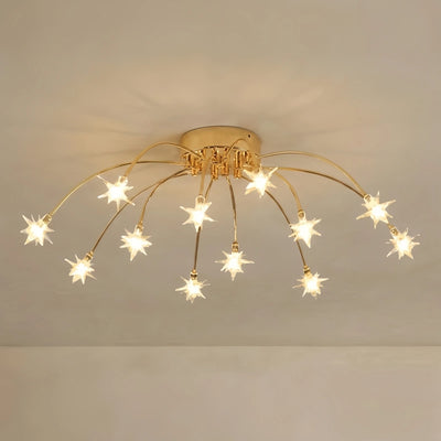 Nebula Art Deco Ceiling Light - Gold Metal Fixture for Bedroom