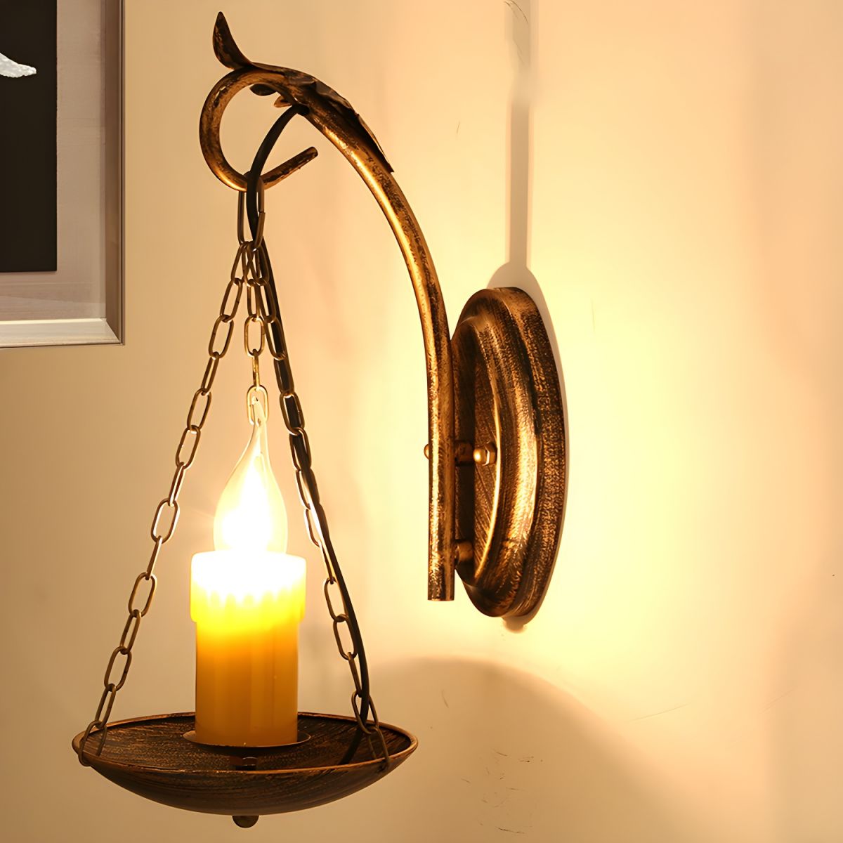 Industrielle Osterkerze Rustikal/Kupfer Metall Wandleuchte Esszimmer