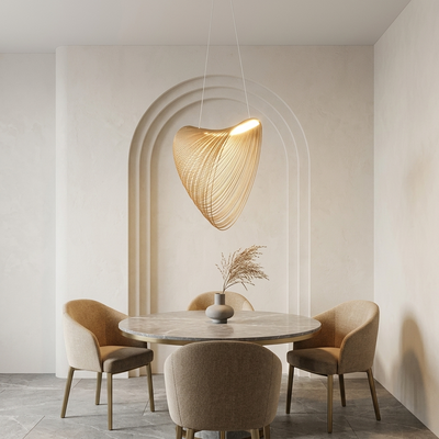 Zenno Art-Deco-Pendelleuchte – Unregelmäßiges Holzdesign für das Esszimmer