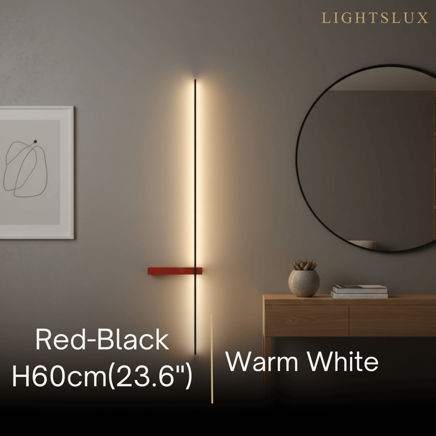 Arcato Minimalist Linear LED Wall Lamp – Black/White/ Red for Living Room