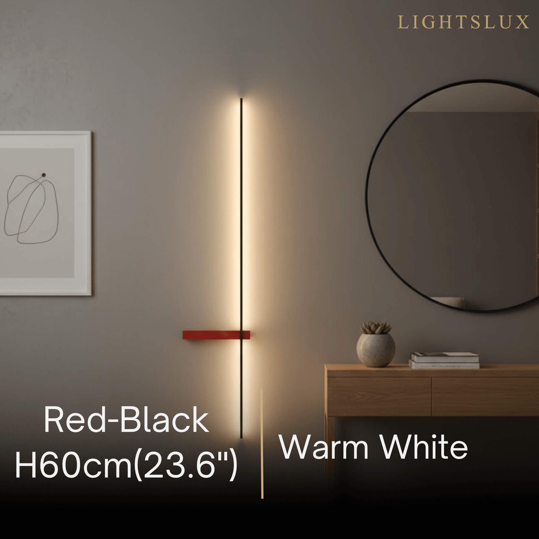 Arcato Minimalist Linear LED Wall Lamp – Black/White/ Red for Living Room