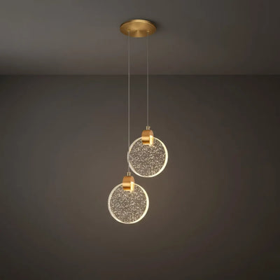 Round – Pendant Light Gold Metal/Crystal for Dining Room