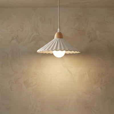 Moderne Pendelleuchte Crema aus Holz und Glas – Brauner konischer Schirm für das Esszimmer