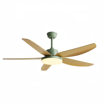Sandora Modern Ceiling Fan Light -- Walnut Wood Green for Bedroom