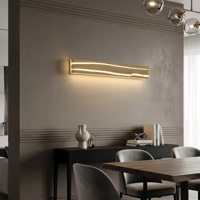 Arcato Moderne LED-Wandleuchte – Lineares Rechteck aus Holz und Metall für das Schlafzimmer