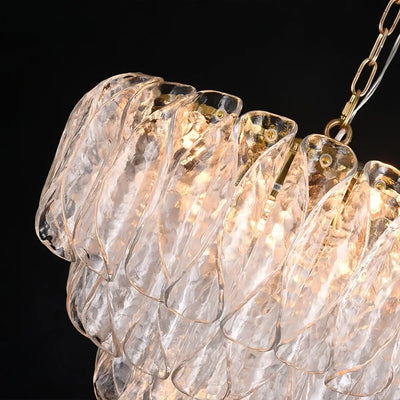 Excelis Luxury Chandelier --Textured Glass & Metal for Living Room