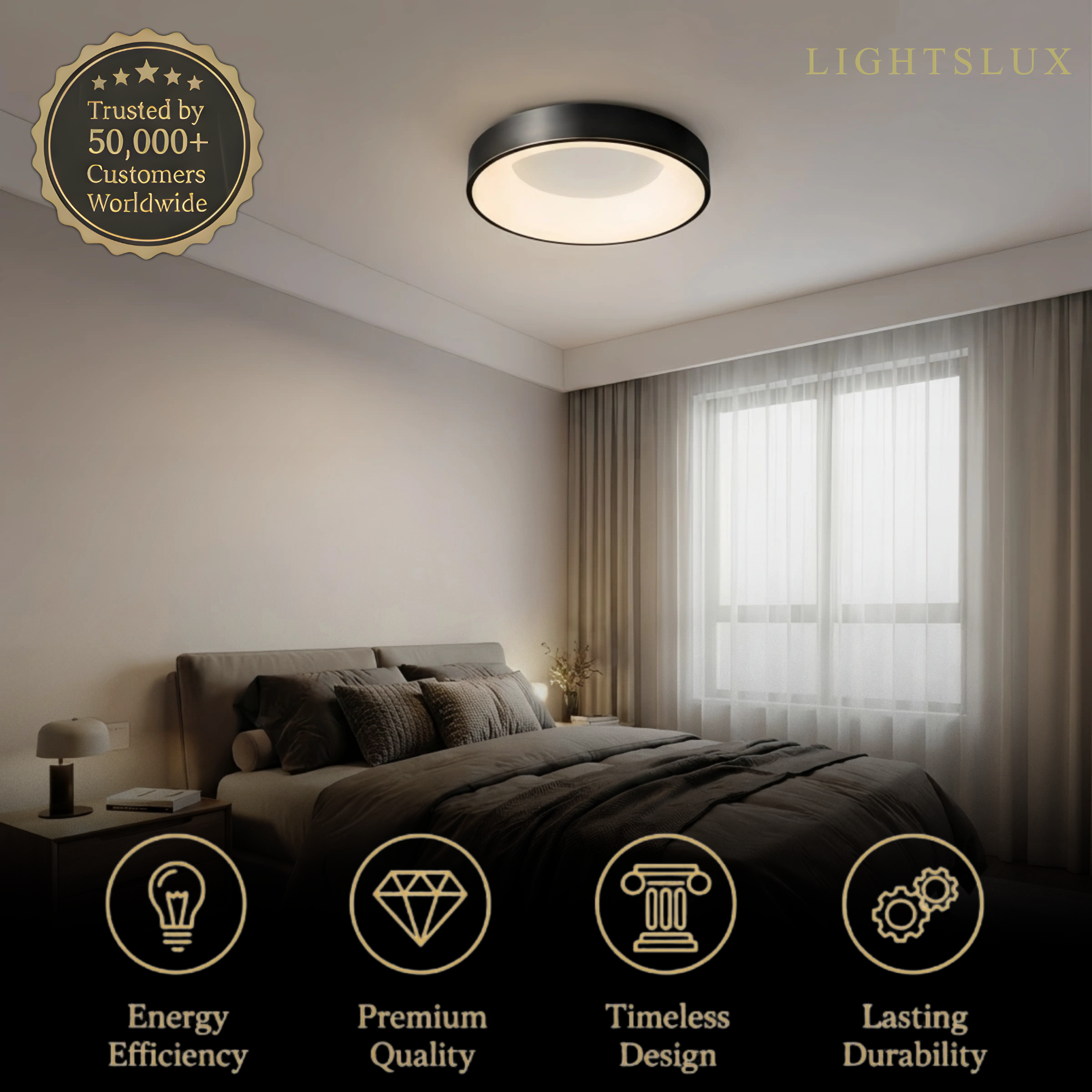 Arcato Moderne Deckenleuchte – Gold/Schwarz LED für Wohnzimmer