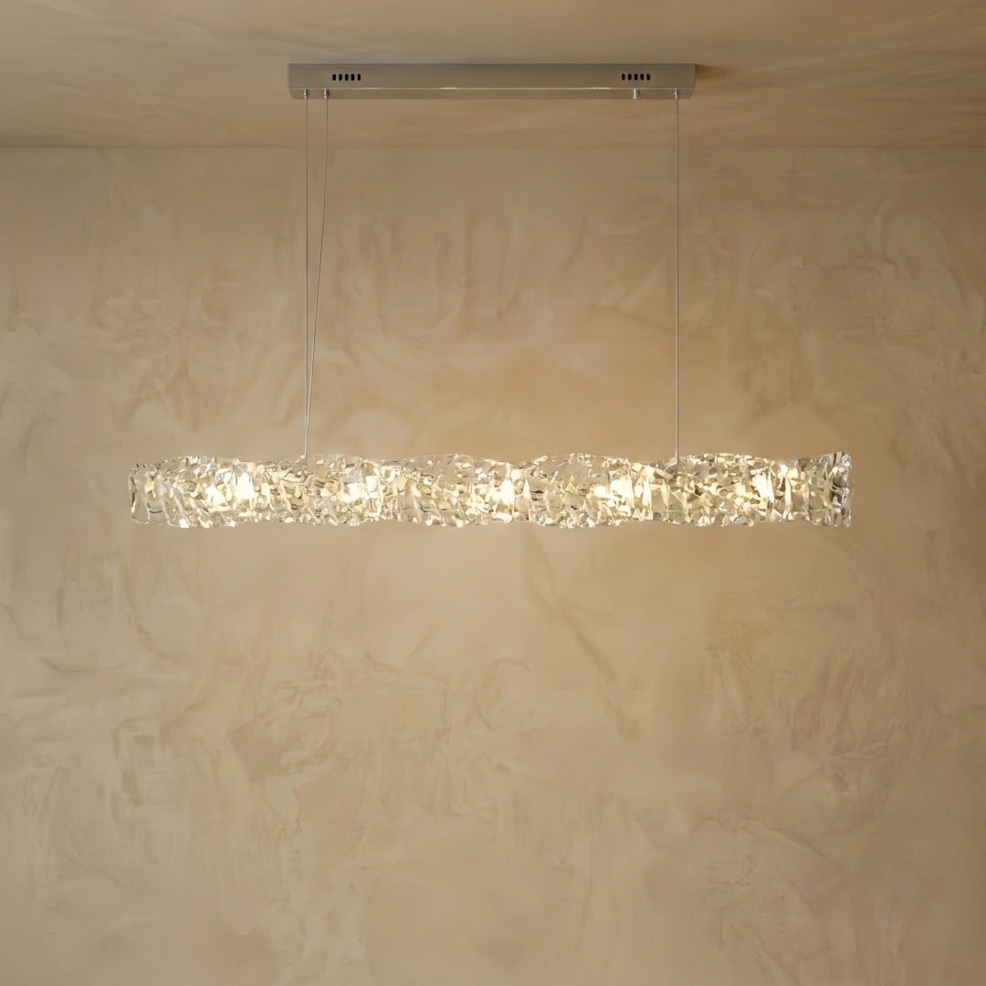 Excelis Luxus Linear Kristallleuchter – Gold/Silber Edelstahl für Esszimmer