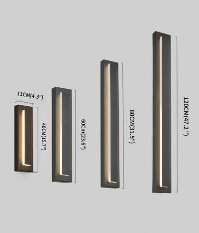Prisma Moderne Wandleuchte aus Metall und Acryl – Schwarzes rechteckiges Design für den Garten