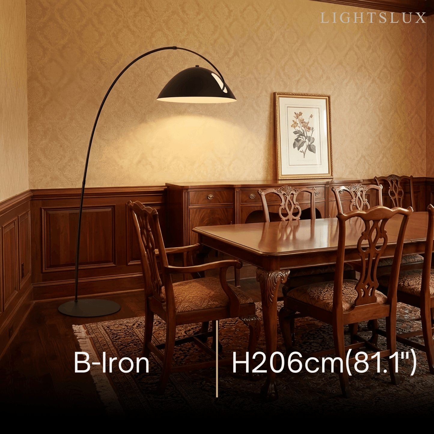 Velora Moderne schwarze Stehlampe – Gebogenes Metalldesign für das Wohnzimmer