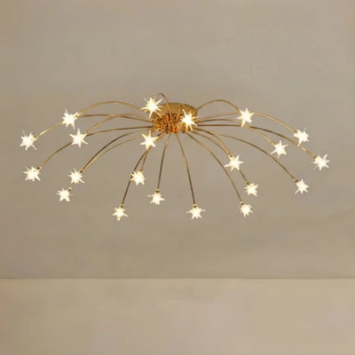 Nebula Art Deco Ceiling Light - Gold/Black/Chrome Metal Fixture for Bedroom