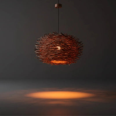  Farmhouse Globular Wood Pendant Light – Brown for Living Room