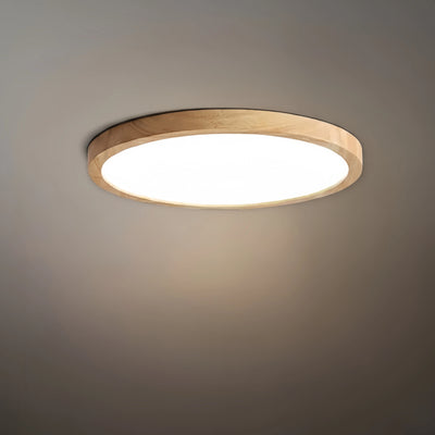 Zenno Moderne runde dimmbare Deckenleuchte – Holz/Acryl für das Wohnzimmer