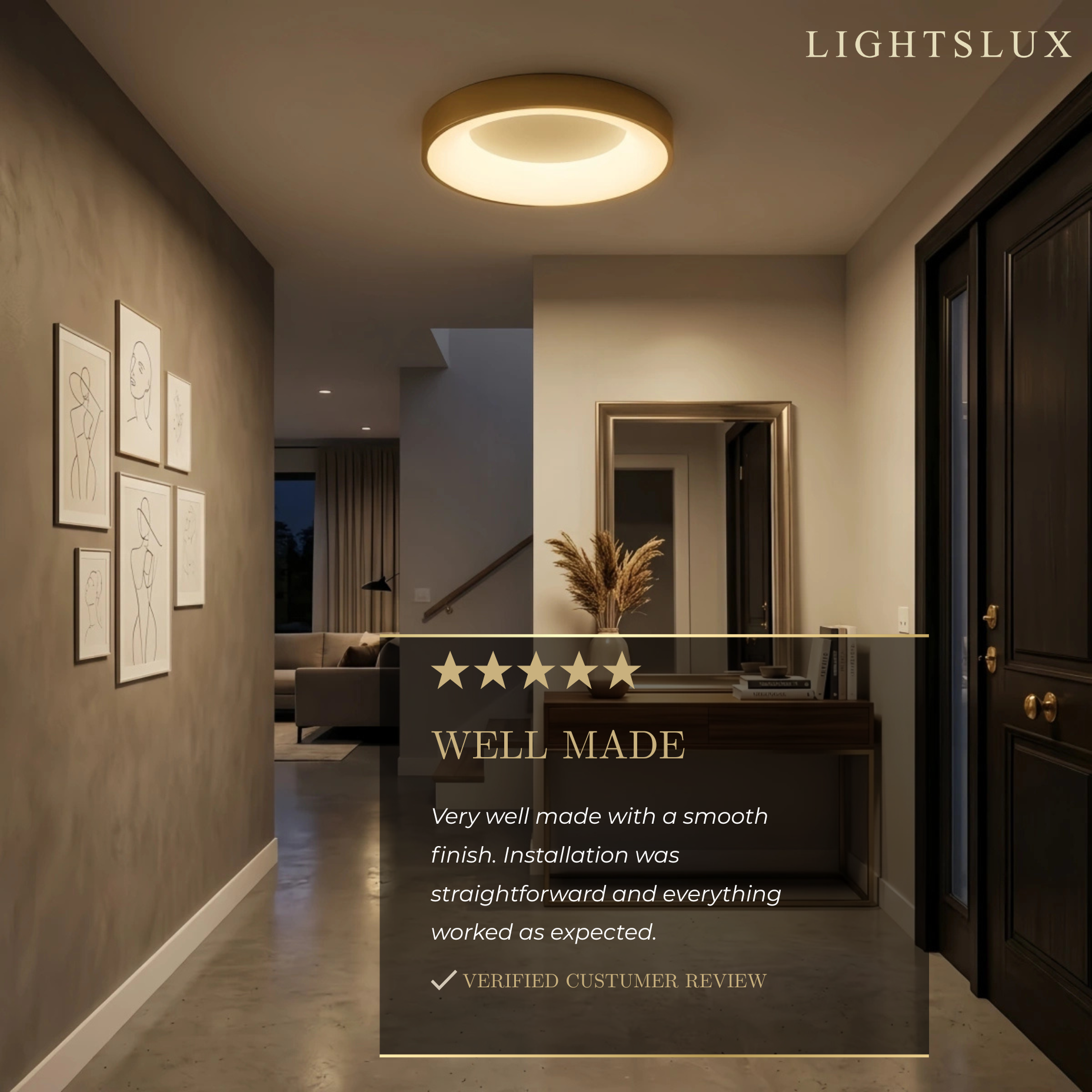 Arcato Moderne Deckenleuchte – Gold/Schwarz LED für Wohnzimmer