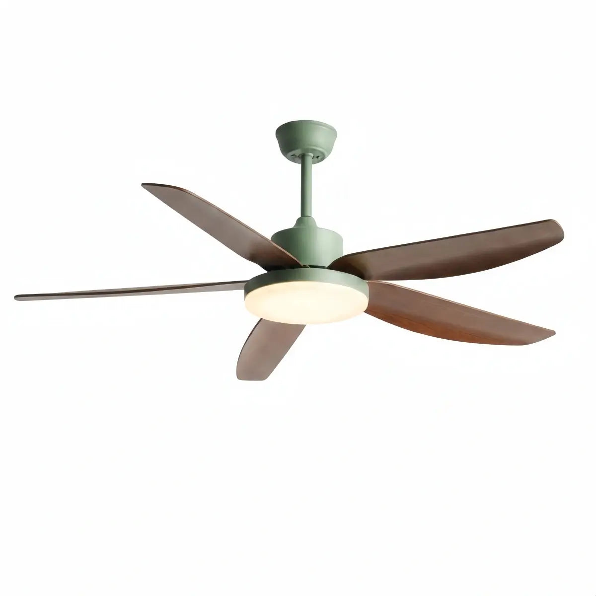 Sandora Modern Ceiling Fan Light -- Walnut Wood Green for Bedroom