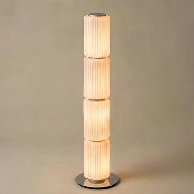 Vetro Modern Stehleuchte aus Glas – Milchweiß/Rauchgrau Aluminium für Wohnzimmer, Schlafzimmer & Büro