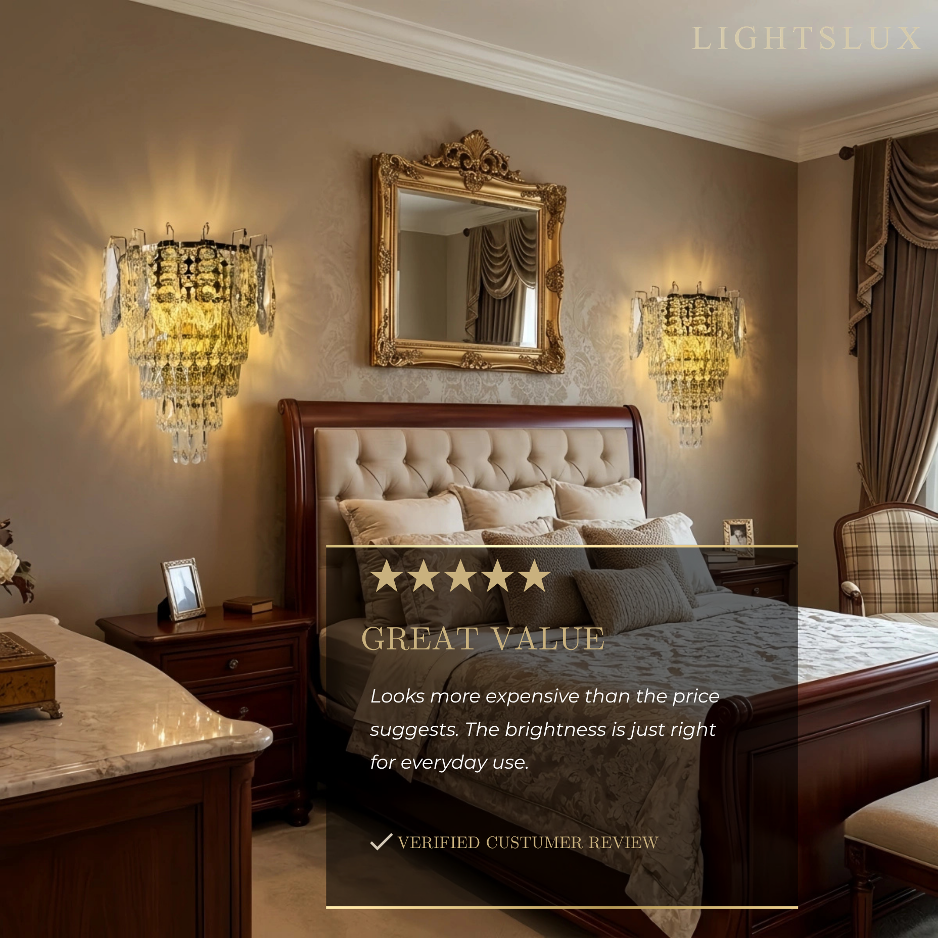 Velora Italian Luxury Wall Lamp--Crystal Shade Wall Lamp for Bedroom