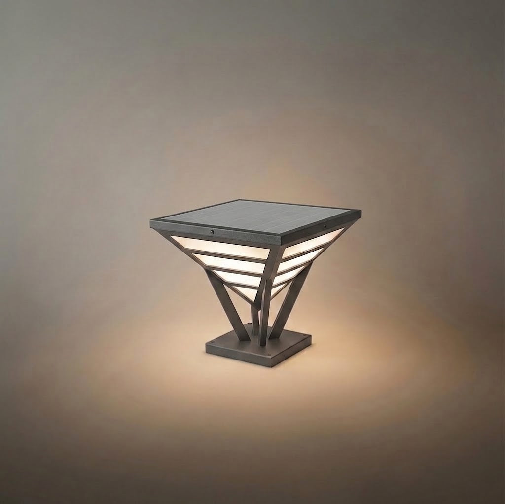 Arcato Industrielle schwarze Säulenleuchte – Diamantförmiges Metalldesign für den Garten