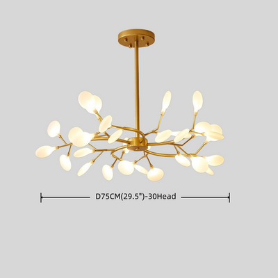 Excelis Art-Deco-Kronleuchter – Ast- und Glühwürmchen-Design in Schwarz/Gold für Ess-/Wohnzimmer