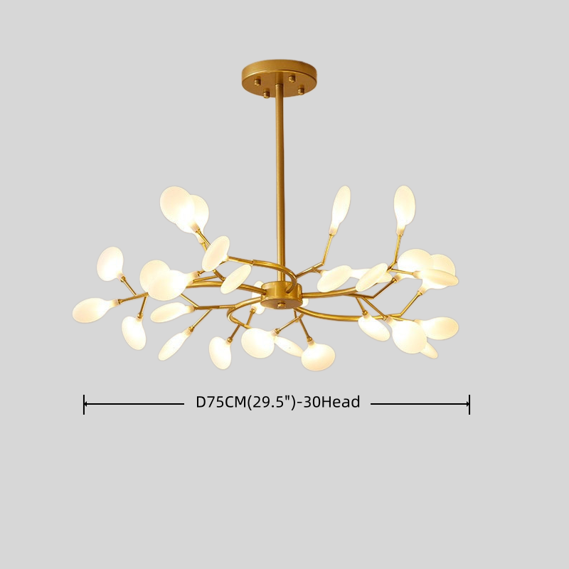 Excelis Art-Deco-Kronleuchter – Ast- und Glühwürmchen-Design in Schwarz/Gold für Ess-/Wohnzimmer