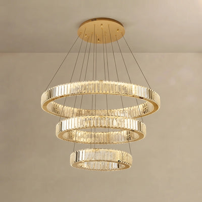 Modern Interlaced Ring Pendant Light — Radiant Gold Layered Design for Upscale Interior