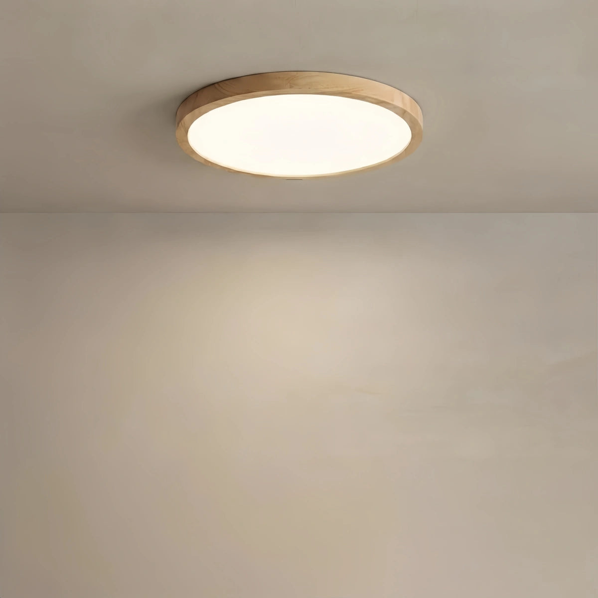 Zenno Wabi-Sabi Moderne runde dimmbare Deckenleuchte – Holz/Acryl für Wohnzimmer