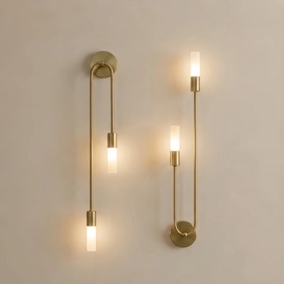 Moderne, U-förmige lineare Wandleuchte von Excelis – Goldfarbenes Metall für Schlafzimmer/Wohnzimmer